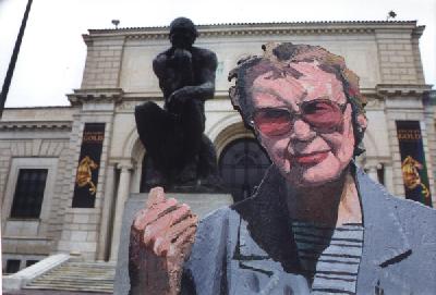 Joy Colby and the Detroit Institute of Arts with Rodin's Thinker.