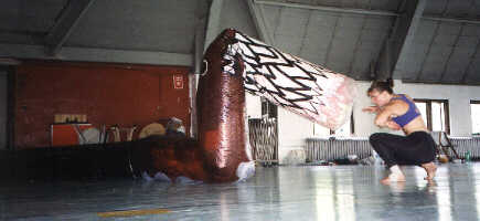 The snake hypnotizes the angry one.